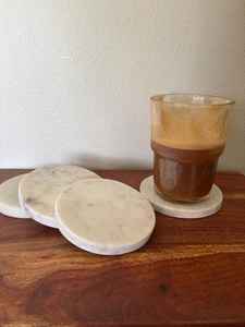 Sous-verres ronds en marbre faits à la main, pierre naturelle, vaisselle - Product Image 5