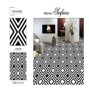 Morden Design 600X600mm Carrelages de sol et de mur en porcelaine émaillée Vente en gros d'usine Blanc Noir poli Brillant pour usage intérieur dans les chambres - Product Image 1