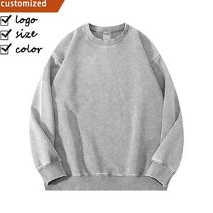 เสื้อสเวตเชิ้ตสไตล์วินเทจ ผ้าเฟรนช์เทอร์รี่ สตรีทแวร์ ล้างสีแบบแอซิด ดีไซน์ดิสเทรส ทรงโอเวอร์ไซส์ คอกลม - Product Image 3