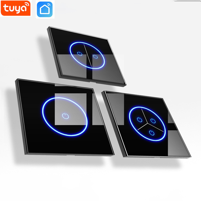 Tuya EU Smart Wifi Wall Switches Touch Light & Glass Panel Smart Life APP Control Compatible With Alexa & Google Home