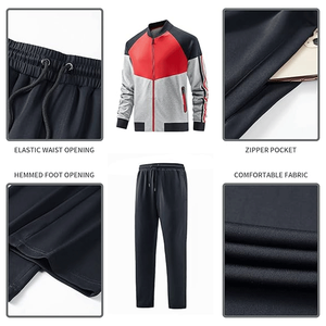 Diseño personalizado de los hombres de invierno de talla grande sólido Zip-Up chándal de manga larga Jogging Sweatsuit traje de 2 piezas - Product Image 3