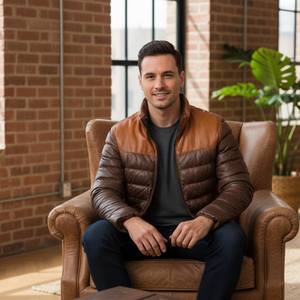 Manteau matelassé à capuche en cuir d'agneau haute densité pour homme, offrant une excellente rétention de chaleur, résistance au vent, mode moderne - Product Image 4