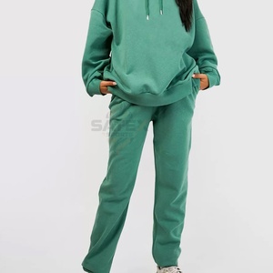 Survêtements décontractés à capuche pour femmes, 100% coton, imprimés avec logo personnalisé, hiver, respirants, avec empiècements pour adultes - Product Image 4