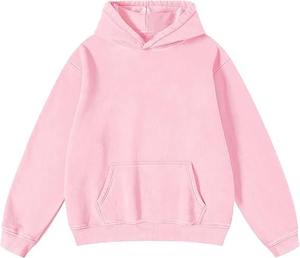 เสื้อฮู้ดลำลองโอเวอร์ไซส์ชายและหญิงเสื้อสเวตเชิ้ตแบบสวมหัวแนววินเทจผ้าคอตตอนเสื้อผ้าแนวสตรีทแบบ100% ปัก - Product Image 1