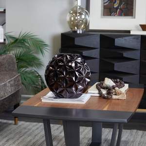 Jarrón brillante Artistryl floreros dorados jarrón de Metal decorativo con detalles de textura floral para el hogar, la Oficina y la decoración de eventos - Product Image 2