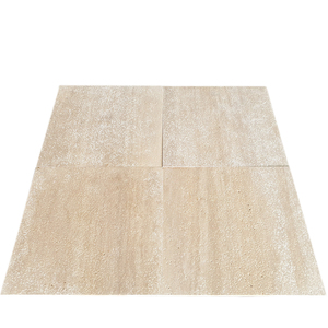 Vein Cut Travertine Filled Sandblasted Brushed <b>Stone</b> Paving Tiles 20x20cm Outdoor Durable Garden Driveway Pavers Made in Turkiye - Product Image 1