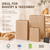 Sacs en papier à poignée torsadée, vente en gros d'usine, sacs à emporter en kraft écologique, logo personnalisé pour restaurants, cafés, livraison de nourriture, emballage