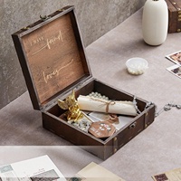 HOMI HM-WC2521 Boîte à souvenirs carrée en bois peinte, réutilisable pour mariage, fiançailles, anniversaire, couples, jeunes mariés