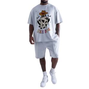 Ensemble court respirant pour hommes, taille plus, lavé, pour l'automne, vêtements de mode OEM, t-shirts de course pour garçons - Product Image 1