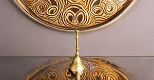 Brass Handbell Decor Hand-bell Handheld Ghanti Indian Decorative <b>Mandir</b> Pooja Items Wedding Diwali Home Office 3 Inch Gold - Product Image 3