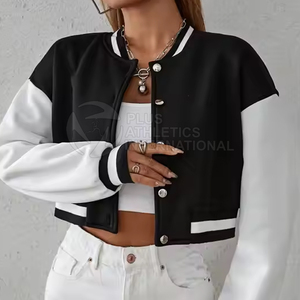 Alta calidad último diseño mujeres Crop Top Letterman chaqueta transpirable de gran tamaño Crop Top Letterman chaqueta para mujer - Product Image 4