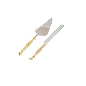 Couteau à gâteau en laiton et serveur Party Dessert en laiton doré brillant poli Couteau et ensemble serveur de gâteau doré - Product Image 2