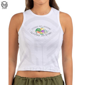 Débardeur court respirant et décontracté pour femme, idéal pour l'été, le sport et la gym, avec motif graphique, personnalisable (marque privée) - Product Image 3