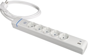 Multipresa serie ION a 5 prese con interruttore e cavo da 1,5 m. USB-A e USB-C (Solera 51ILAC) - Product Image 1