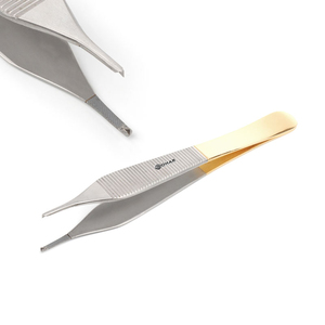 Dressing Forceps Kocher Tissue TC Gold Adson Dissecting Forceps, 15 cm / 5.9", Normal <b>Profile</b>, 1x2 Teeth Surgical - Product Image 4