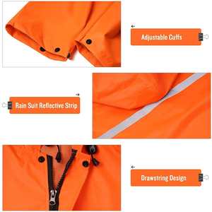 Imperméable personnalisé pour homme en PU imperméable à capuche coupe-vent respirant grande taille couleur orange - Product Image 4