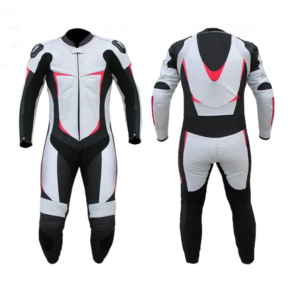 Professionele Estiva Zwart/Wit/Antraciet Lederen Designer Motorcycle Gear Lederen Jassen En Broek 2 Stuk Lederen Pak