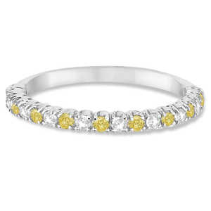 Anillo de Bodas de Oro Blanco de 14K con Diamantes Amarillos y Blancos de 0.50ct, Joyería de Diamantes - Product Image 2