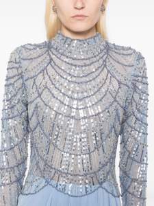 Hermoso vestido de noche de satén de línea A antiestático con mangas completas Cintura natural Satén transpirable para fiestas de graduación - Product Image 5