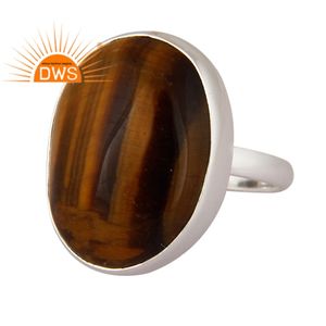 Meilleure vente en argent Sterling naturel jaune oeil de tigre pierre précieuse empilable bague bijoux pour femmes cadeau pour elle - Product Image 2