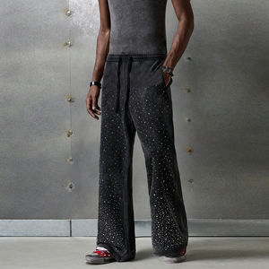 Pantalon de survêtement premium pour hommes avec strass, vente en gros, best-seller, faible MOQ, service OEM, logo personnalisé - Product Image 3