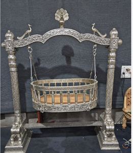 WEDDINGDECORVOGUE Luxury Carved Wooden Wedding <b>Swing</b> Peacock Decorative Hanging Jhula NEW ARRIVAL for Balcony <b>Patio</b> Garden Home - Product Image 1