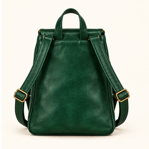 Sac à dos vintage en cuir de vachette pleine fleur pour femme, vert émeraude, fermeture éclair, logo personnalisé OEM ODM - Product Image 3