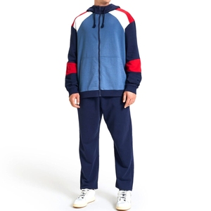 Men Pakistan Manufacture 100% Cotton Eco-Friendly Breathable Stand Collar 2-in-1 Design Fleece Tracksuit Set Solid Pattern - Product Image 4