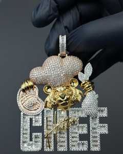 Colgante de Letra CHIEF con Incrustaciones de Moissanita, Chapado en Rodio/Oro sobre Plata 925, Estilo Hip-Hop Hatton, para Fiestas, Colgantes y Dijes - Product Image 5