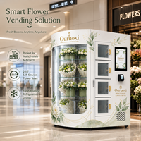 Ouruoxi Smart 24/7 Automatischer Gekühlter Edelstahl-Kühlschrank Natürliche Rosen Boutique Frische Blumensträuße Verkaufsautomat SDK