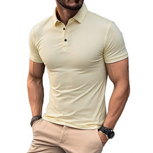 <b>Men's</b> Summer Casual Short Sleeve T-<b>Shirt</b> Solid Color Embroidered Collar for Polo <b>Leopard</b> Pattern Knitted Fabric polo <b>shirts</b> - Product Image 3