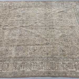 9.4x12.6 ft Turkish Oversize <b>Wool</b> Rug Eco-Friendly Vintage <b>Brown</b> Patchwork Camouflage with Latex Backing - Product Image 3