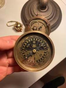 Antique Nautical Brass Open Face <b>Compass</b> Small Home Decor with <b>Engraved</b> Back Side - Product Image 5