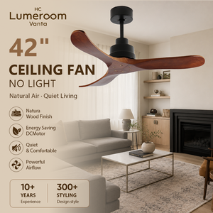 USA In Stock 42 Inch Solid Wood <b>Ceiling</b> Fan Without <b>Light</b> Remote Control Quiet DC Motor Downrod Mount Reversible 6 Speed Indoor - Product Image 2
