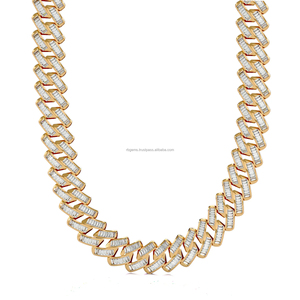 High Quality Custom Miami Hip Hop VVS Moissanite Diamond Necklace with <b>Rope</b> <b>Chain</b> Bezel Setting Yellow Gold From India Gift - Product Image 2