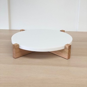 New Luxury round marble and wooden serving tray premium tabletop platter for dining <b>table</b> coffee <b>table</b> hotel <b>buffet</b> and elegance - Product Image 4