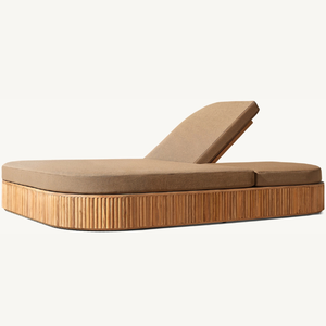 Chaise longue double en teck, style moderne, idéale pour les couples, en promotion pour l'extérieur - Product Image 1