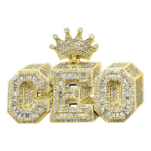 Colgante de diamante Natural VVS personalizado de fábrica superior, colgante de nombre de letra Hip Hop para hombres, joyería de oro de 14K, colgante de CEO - Product Image 2