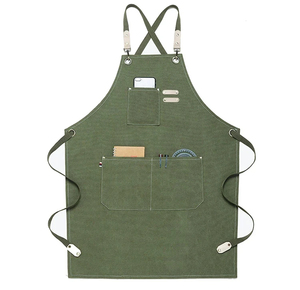 MORGANS INDUSTRIES Green Canvas Bib <b>Apron</b> Multiple Pockets Heavy Duty Breathable Machine Washable for Cleaning Supplies Simple - Product Image 1
