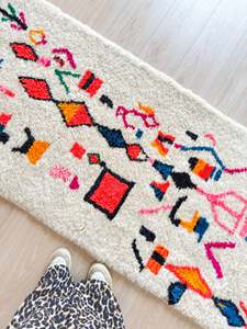 Tapis de chemin berbère marocain fait à la main Tapis à poils longs en laine avec motif géométrique abstrait pour couloir et salon - Product Image 2
