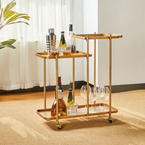 Carrito de Bar de vino de diseño elegante para catering en casa, hotel, restaurante, cocina, carrito para servir comida, soportes para vino y copas, venta al por mayor - Product Image 2