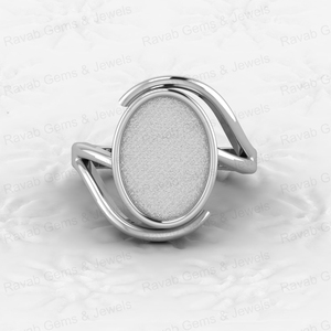 Taza de bisel de Plata de Ley 925 auténtica, anillo de montaje semi, 10x14mm, ajuste de piedra ovalada en blanco, cenizas de resina, recuerdo, joyería de leche materna - Product Image 3