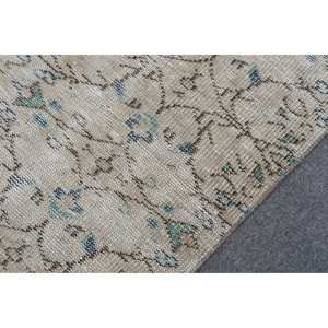 Tapis turc 3,7x7,3 pieds, tapis en laine vintage gris à bordures - Product Image 5