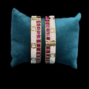 Designer Premium Quality Gold Plated Openable Kundan Two <b>Set</b> Of <b>Bangles</b> for Women Wedding Wear For Girls And Women - Product Image 1