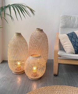 Freestanding <b>Bamboo</b> <b>Floor</b> Lamp Handmade Wooden Light Fishing Trap Basket Natural Woven Boho Rustic - Product Image 4