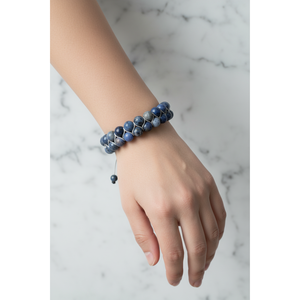 <b>Sodalite</b> 8mm Double Row Macrame Natural Stone <b>Bracelet</b> - Product Image 3