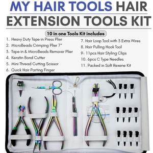 Kit de Herramientas para Instalación y Remoción de Extensiones de Cabello de Salón, Alicates con Recubrimiento de Titanio, Ganchos de Crochet, Tijeras, Juego Completo - Product Image 5
