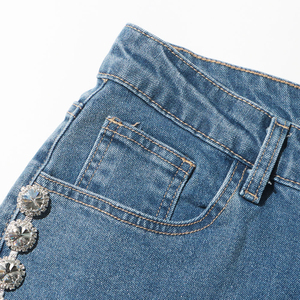 2025 Wholesale High Quality Midweight Coated Washed Button <b>Jeans</b> Distressed Hole <b>Flare</b> Pants <b>Men</b> Denim Mid Waist Patchwork - Product Image 6