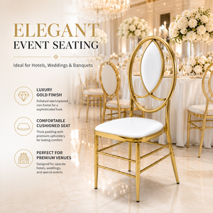 Sedie Chiavari in Ferro Dorato Impilabili e Resistenti per Eventi, Banchetti e Matrimoni - Vendita all'Ingrosso - Product Image 3