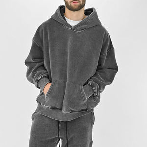 Sweat à capuche en coton doux et lourd lavé à l'acide OEM pour hommes High Street Series Washing Old Sweater Washed Vintage Hoodie - Product Image 1